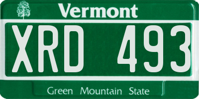 VT license plate XRD493