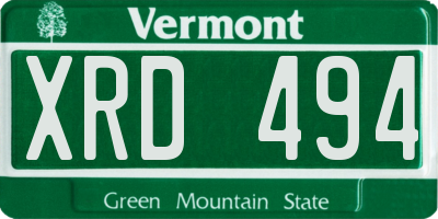 VT license plate XRD494