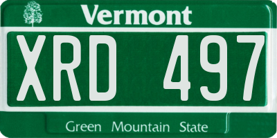VT license plate XRD497
