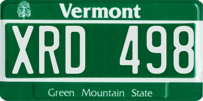 VT license plate XRD498