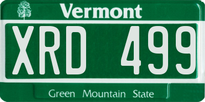 VT license plate XRD499