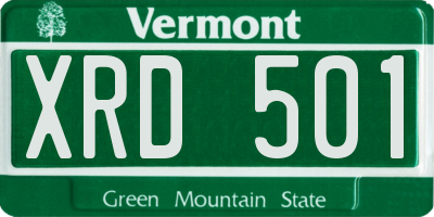 VT license plate XRD501