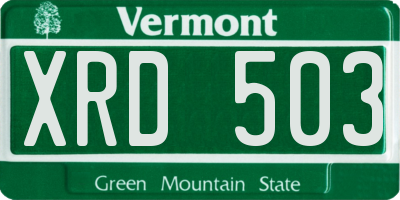 VT license plate XRD503