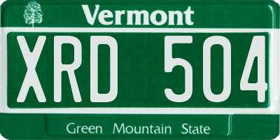 VT license plate XRD504