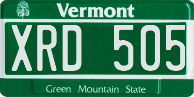 VT license plate XRD505
