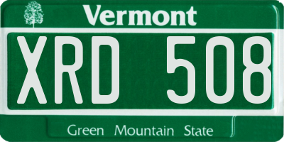 VT license plate XRD508