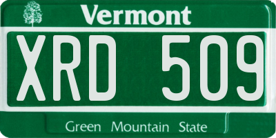 VT license plate XRD509