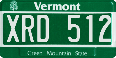 VT license plate XRD512