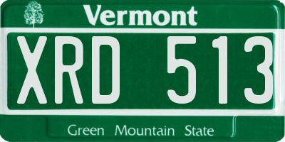 VT license plate XRD513