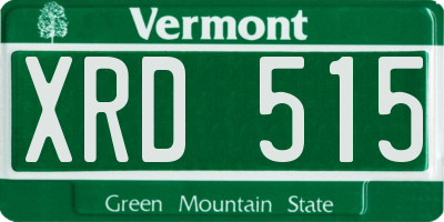 VT license plate XRD515