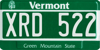 VT license plate XRD522