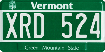 VT license plate XRD524
