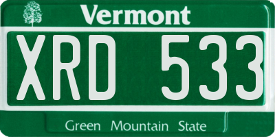 VT license plate XRD533