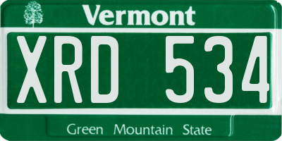 VT license plate XRD534