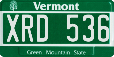 VT license plate XRD536