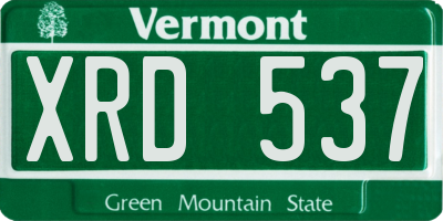 VT license plate XRD537