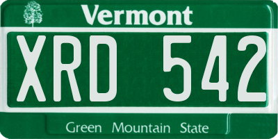 VT license plate XRD542