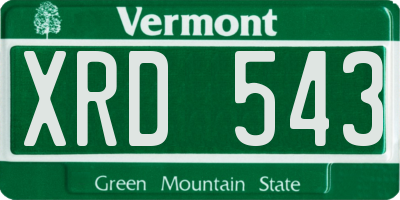 VT license plate XRD543