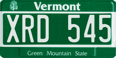 VT license plate XRD545