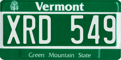 VT license plate XRD549