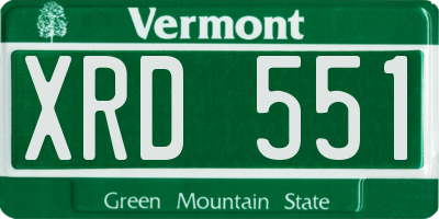 VT license plate XRD551