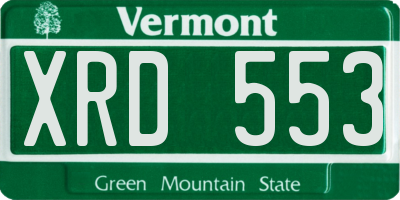 VT license plate XRD553