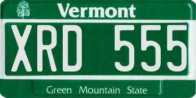 VT license plate XRD555