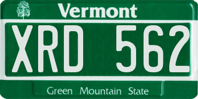 VT license plate XRD562