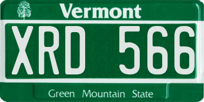 VT license plate XRD566