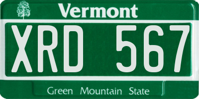 VT license plate XRD567