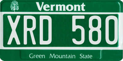 VT license plate XRD580