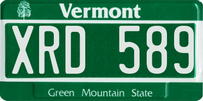 VT license plate XRD589