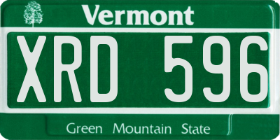 VT license plate XRD596
