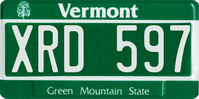 VT license plate XRD597