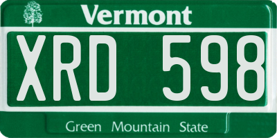 VT license plate XRD598