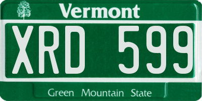 VT license plate XRD599