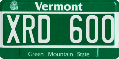 VT license plate XRD600