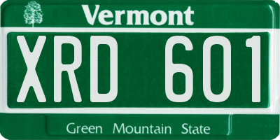 VT license plate XRD601