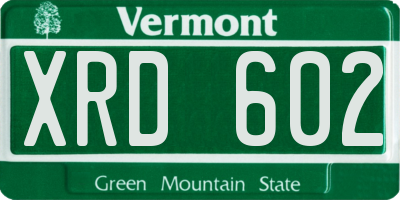 VT license plate XRD602