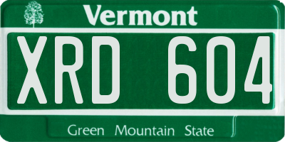 VT license plate XRD604