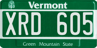 VT license plate XRD605