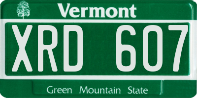 VT license plate XRD607
