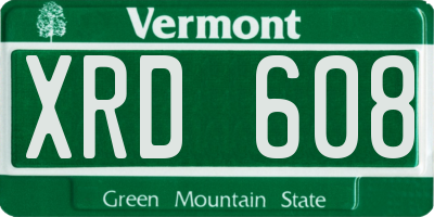 VT license plate XRD608