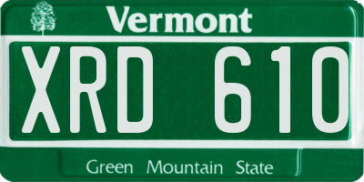 VT license plate XRD610