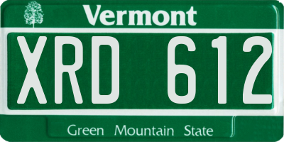 VT license plate XRD612