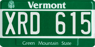 VT license plate XRD615