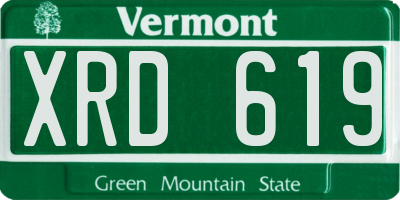 VT license plate XRD619