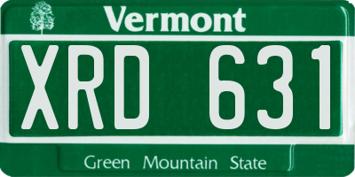 VT license plate XRD631