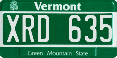 VT license plate XRD635