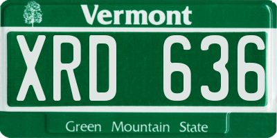 VT license plate XRD636